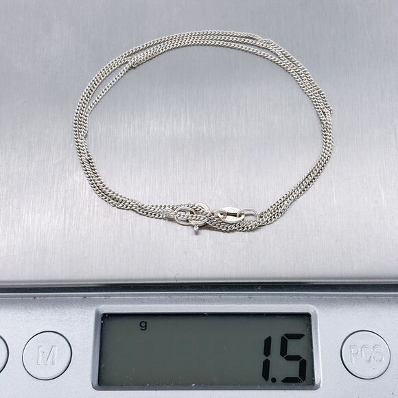 Vintage Sterling Silver 925 1.0mm Cuban Link Chain Necklace 18" - Picture 3 of 3